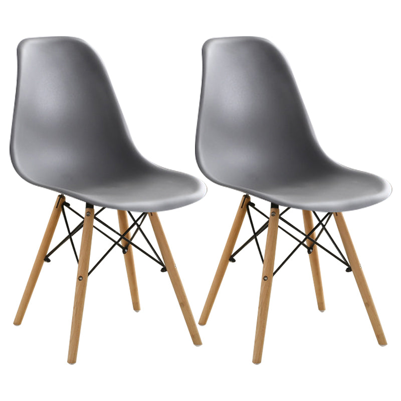 Contemporary Wood Armless Chair Kitchen Dining Room Solid Back Chair Silver Gray Set of 2 Clearhalo 'Dining Chairs' 'Dining Tables & Seating' 'dining_chair' 'Furniture' 'furniture_dining_chair' 'Kitchen & Dining Furniture' 5033524