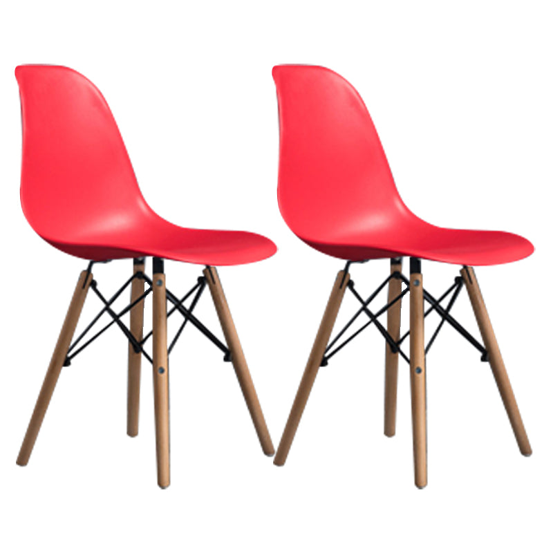 Contemporary Wood Armless Chair Kitchen Dining Room Solid Back Chair Watermelon Red Set of 2 Clearhalo 'Dining Chairs' 'Dining Tables & Seating' 'dining_chair' 'Furniture' 'furniture_dining_chair' 'Kitchen & Dining Furniture' 5033525