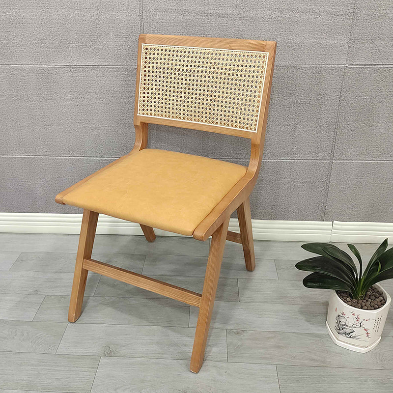 Modern Style Side Chair Open Back Solid Wood Dining Chair for Home Brown Upholstered Chair(s) 1 Piece Clearhalo 'Dining Chairs' 'Dining Tables & Seating' 'dining_chair' 'furn' 'furn_dining_chair' 'Furniture' 'furniture_dining_chair' 'Kitchen & Dining Furniture' 5033529