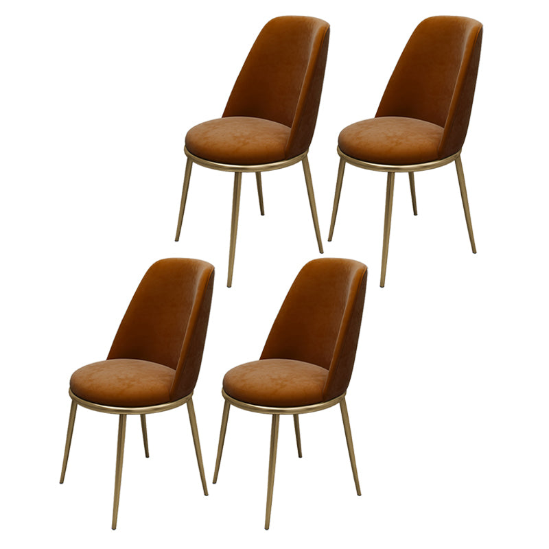 Glam Style Dining Room Chair Upholstered Dining Chair for Indoor Orange 4 Piece Set Clearhalo 'Dining Chairs' 'Dining Tables & Seating' 'dining_chair' 'furn' 'furn_dining_chair' 'Furniture' 'furniture_dining_chair' 'Kitchen & Dining Furniture' 5033574