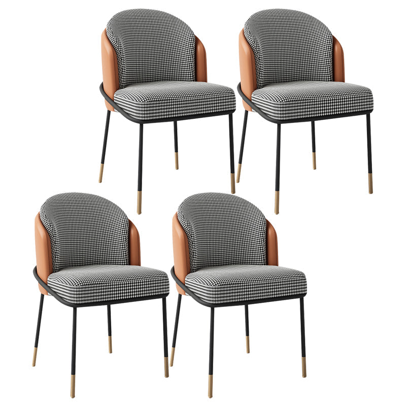 Fabric Dining Side Chair Glam Style Dining Chair for Dining Room Black-Orange 4 Piece Set Clearhalo 'Dining Chairs' 'Dining Tables & Seating' 'dining_chair' 'furn' 'furn_dining_chair' 'Furniture' 'furniture_dining_chair' 'Kitchen & Dining Furniture' 5033618