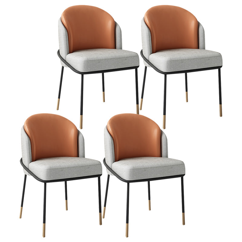 Fabric Dining Side Chair Glam Style Dining Chair for Dining Room Gray-Orange 4 Piece Set Clearhalo 'Dining Chairs' 'Dining Tables & Seating' 'dining_chair' 'furn' 'furn_dining_chair' 'Furniture' 'furniture_dining_chair' 'Kitchen & Dining Furniture' 5033624
