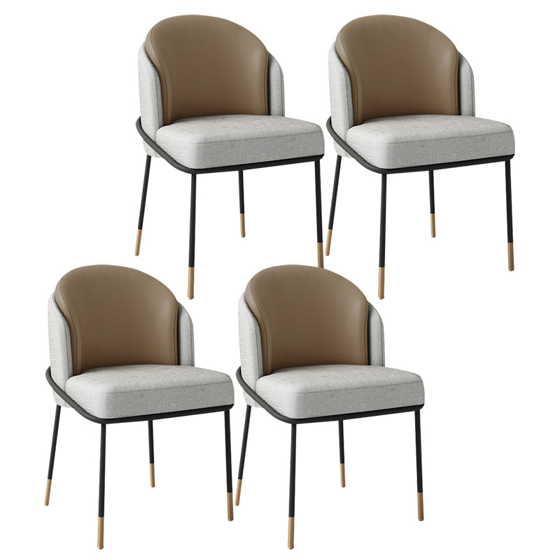 Fabric Dining Side Chair Glam Style Dining Chair for Dining Room Gray-Brown 4 Piece Set Clearhalo 'Dining Chairs' 'Dining Tables & Seating' 'dining_chair' 'furn' 'furn_dining_chair' 'Furniture' 'furniture_dining_chair' 'Kitchen & Dining Furniture' 5033627