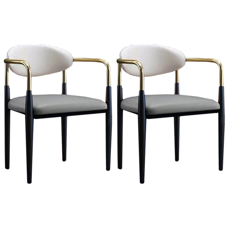 Glam Style Arm Chair Open Back Indoor Dining Chair (Set of 2/4) Grey 2 Piece Set Clearhalo 'Dining Chairs' 'Dining Tables & Seating' 'dining_chair' 'furn' 'furn_dining_chair' 'Furniture' 'furniture_dining_chair' 'Kitchen & Dining Furniture' 5033630