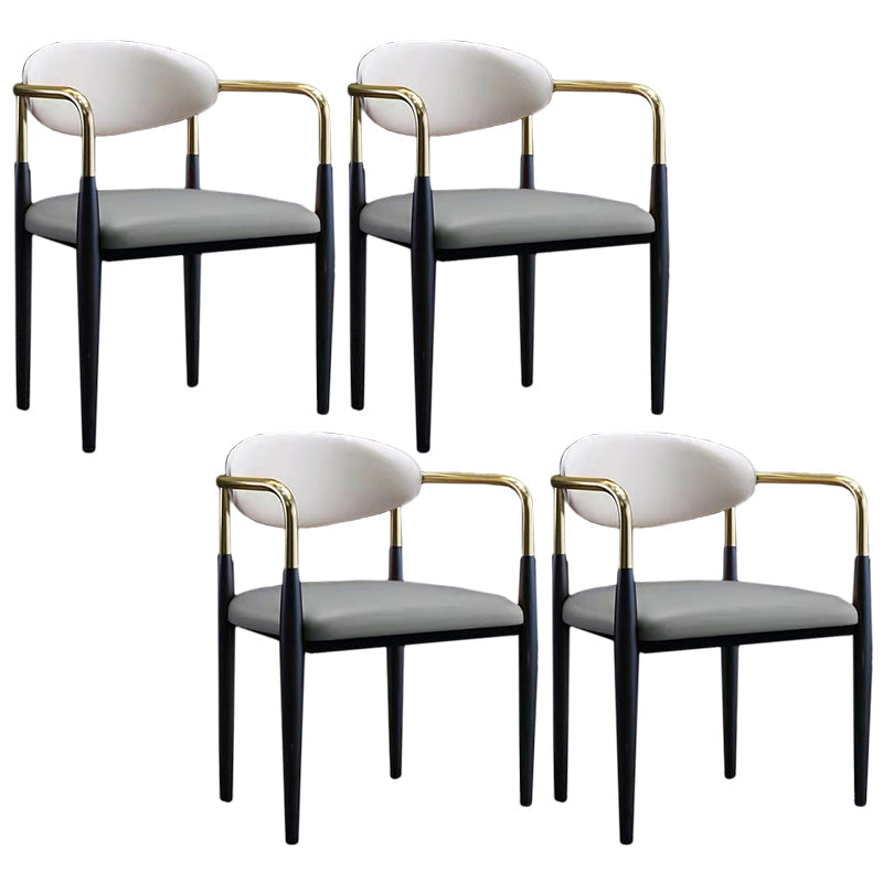 Glam Style Arm Chair Open Back Indoor Dining Chair (Set of 2/4) Grey 4 Piece Set Clearhalo 'Dining Chairs' 'Dining Tables & Seating' 'dining_chair' 'furn' 'furn_dining_chair' 'Furniture' 'furniture_dining_chair' 'Kitchen & Dining Furniture' 5033632