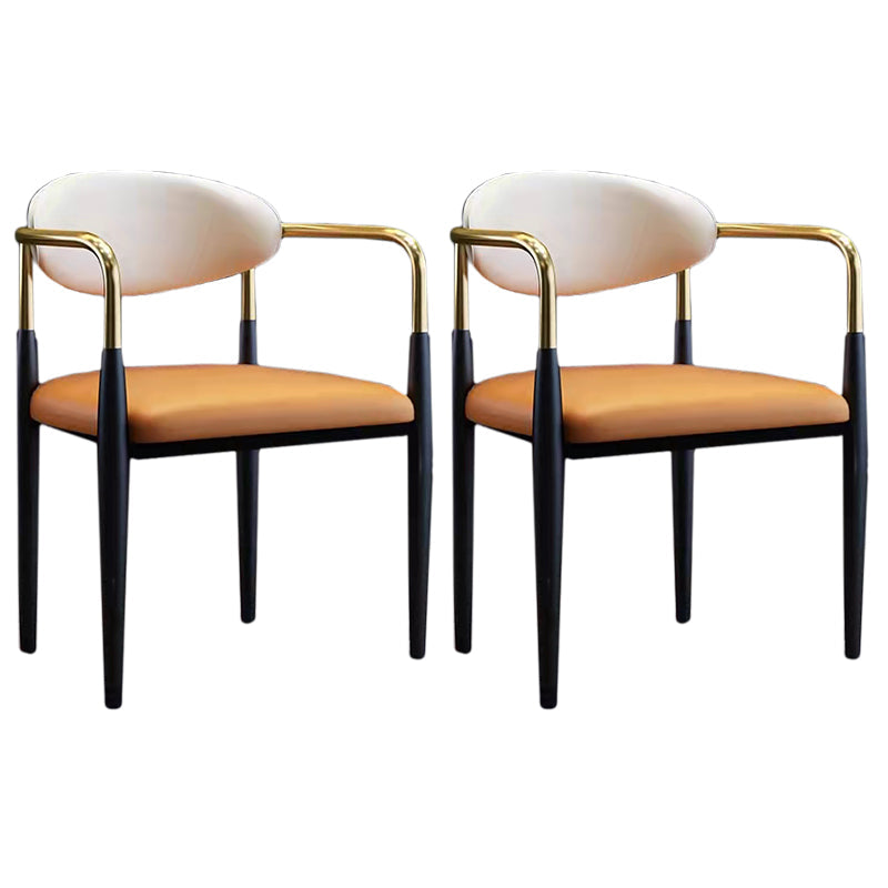 Glam Style Arm Chair Open Back Indoor Dining Chair (Set of 2/4) Orange 2 Piece Set Clearhalo 'Dining Chairs' 'Dining Tables & Seating' 'dining_chair' 'furn' 'furn_dining_chair' 'Furniture' 'furniture_dining_chair' 'Kitchen & Dining Furniture' 5033634