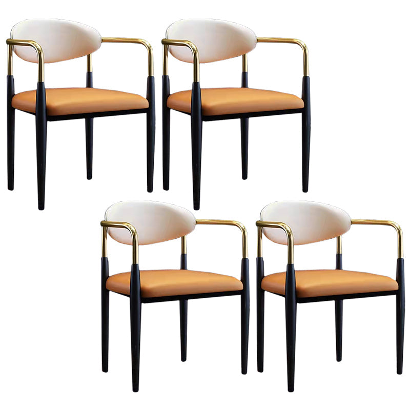 Glam Style Arm Chair Open Back Indoor Dining Chair (Set of 2/4) Orange 4 Piece Set Clearhalo 'Dining Chairs' 'Dining Tables & Seating' 'dining_chair' 'furn' 'furn_dining_chair' 'Furniture' 'furniture_dining_chair' 'Kitchen & Dining Furniture' 5033635