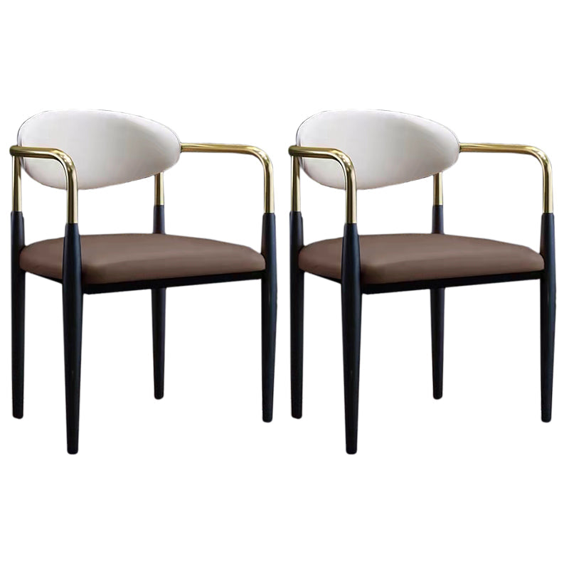 Glam Style Arm Chair Open Back Indoor Dining Chair (Set of 2/4) Brown 2 Piece Set Clearhalo 'Dining Chairs' 'Dining Tables & Seating' 'dining_chair' 'furn' 'furn_dining_chair' 'Furniture' 'furniture_dining_chair' 'Kitchen & Dining Furniture' 5033638