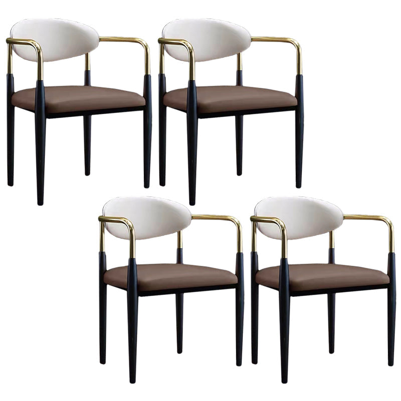 Glam Style Arm Chair Open Back Indoor Dining Chair (Set of 2/4) Brown 4 Piece Set Clearhalo 'Dining Chairs' 'Dining Tables & Seating' 'dining_chair' 'furn' 'furn_dining_chair' 'Furniture' 'furniture_dining_chair' 'Kitchen & Dining Furniture' 5033639