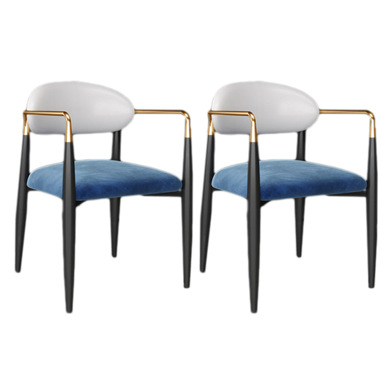 Glam Style Arm Chair Open Back Indoor Dining Chair (Set of 2/4) Blue 2 Piece Set Clearhalo 'Dining Chairs' 'Dining Tables & Seating' 'dining_chair' 'furn' 'furn_dining_chair' 'Furniture' 'furniture_dining_chair' 'Kitchen & Dining Furniture' 5033642