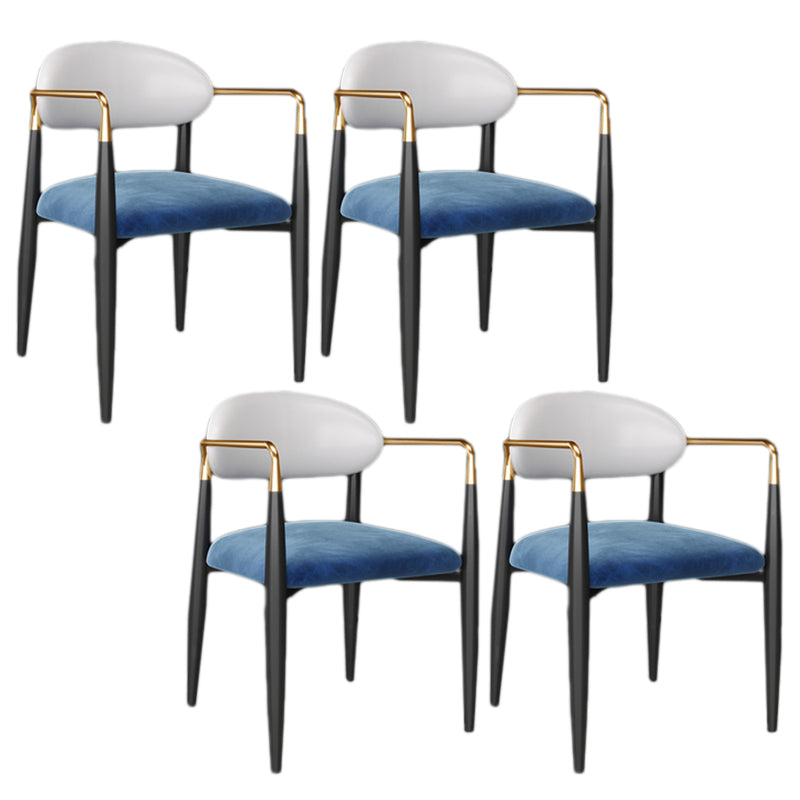 Glam Style Arm Chair Open Back Indoor Dining Chair (Set of 2/4) Blue 4 Piece Set Clearhalo 'Dining Chairs' 'Dining Tables & Seating' 'dining_chair' 'furn' 'furn_dining_chair' 'Furniture' 'furniture_dining_chair' 'Kitchen & Dining Furniture' 5033644