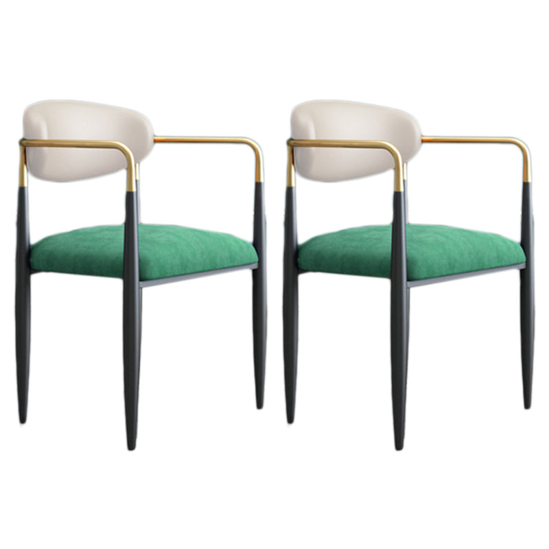 Glam Style Arm Chair Open Back Indoor Dining Chair (Set of 2/4) Green 2 Piece Set Clearhalo 'Dining Chairs' 'Dining Tables & Seating' 'dining_chair' 'furn' 'furn_dining_chair' 'Furniture' 'furniture_dining_chair' 'Kitchen & Dining Furniture' 5033646