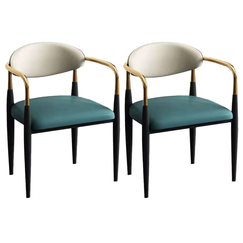 Glam Style Arm Chair Open Back Indoor Dining Chair (Set of 2/4) Lake Green 2 Piece Set Clearhalo 'Dining Chairs' 'Dining Tables & Seating' 'dining_chair' 'furn' 'furn_dining_chair' 'Furniture' 'furniture_dining_chair' 'Kitchen & Dining Furniture' 5033649