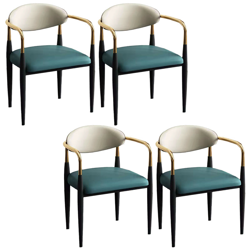 Glam Style Arm Chair Open Back Indoor Dining Chair (Set of 2/4) Lake Green 4 Piece Set Clearhalo 'Dining Chairs' 'Dining Tables & Seating' 'dining_chair' 'furn' 'furn_dining_chair' 'Furniture' 'furniture_dining_chair' 'Kitchen & Dining Furniture' 5033651