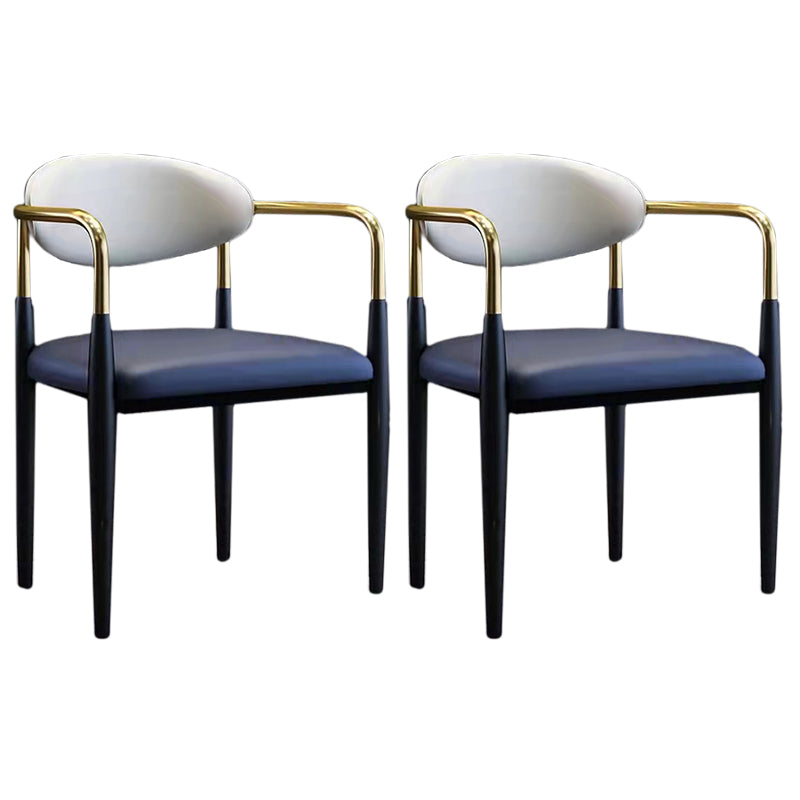 Glam Style Arm Chair Open Back Indoor Dining Chair (Set of 2/4) Dark Blue 2 Piece Set Clearhalo 'Dining Chairs' 'Dining Tables & Seating' 'dining_chair' 'furn' 'furn_dining_chair' 'Furniture' 'furniture_dining_chair' 'Kitchen & Dining Furniture' 5033653