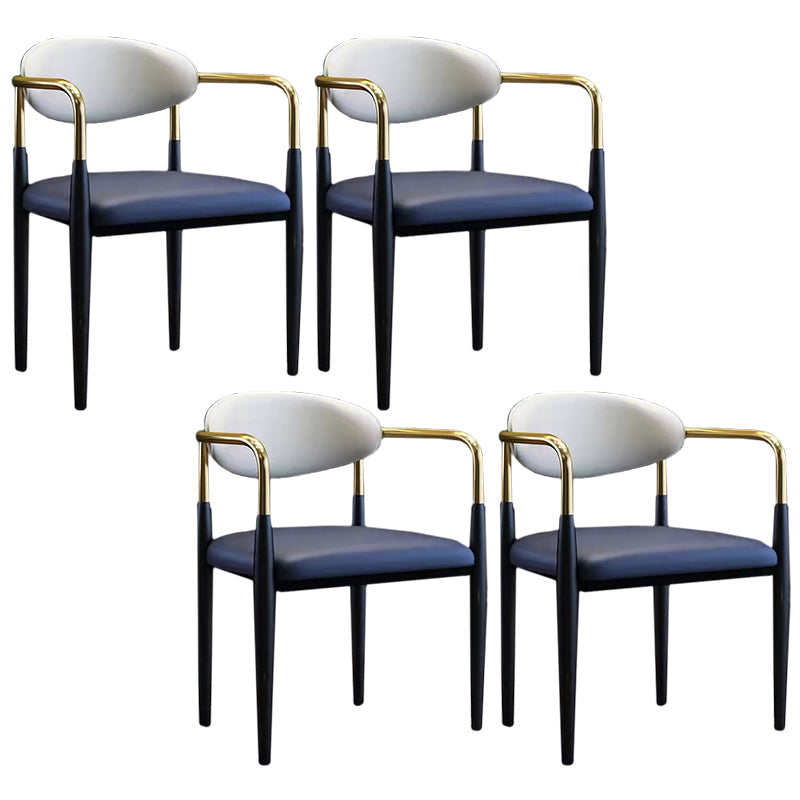 Glam Style Arm Chair Open Back Indoor Dining Chair (Set of 2/4) Dark Blue 4 Piece Set Clearhalo 'Dining Chairs' 'Dining Tables & Seating' 'dining_chair' 'furn' 'furn_dining_chair' 'Furniture' 'furniture_dining_chair' 'Kitchen & Dining Furniture' 5033655