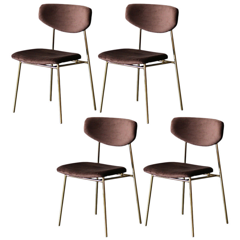 Upholstered Dining Side Chair Glam Style Dining Chair for Indoor Gold-Brown 4 Piece Set Clearhalo 'Dining Chairs' 'Dining Tables & Seating' 'dining_chair' 'furn' 'furn_dining_chair' 'Furniture' 'furniture_dining_chair' 'Kitchen & Dining Furniture' 5033702