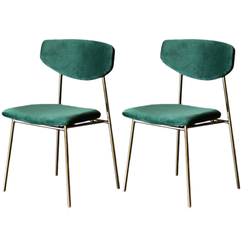 Upholstered Dining Side Chair Glam Style Dining Chair for Indoor Green Gold 2 Piece Set Clearhalo 'Dining Chairs' 'Dining Tables & Seating' 'dining_chair' 'furn' 'furn_dining_chair' 'Furniture' 'furniture_dining_chair' 'Kitchen & Dining Furniture' 5033707