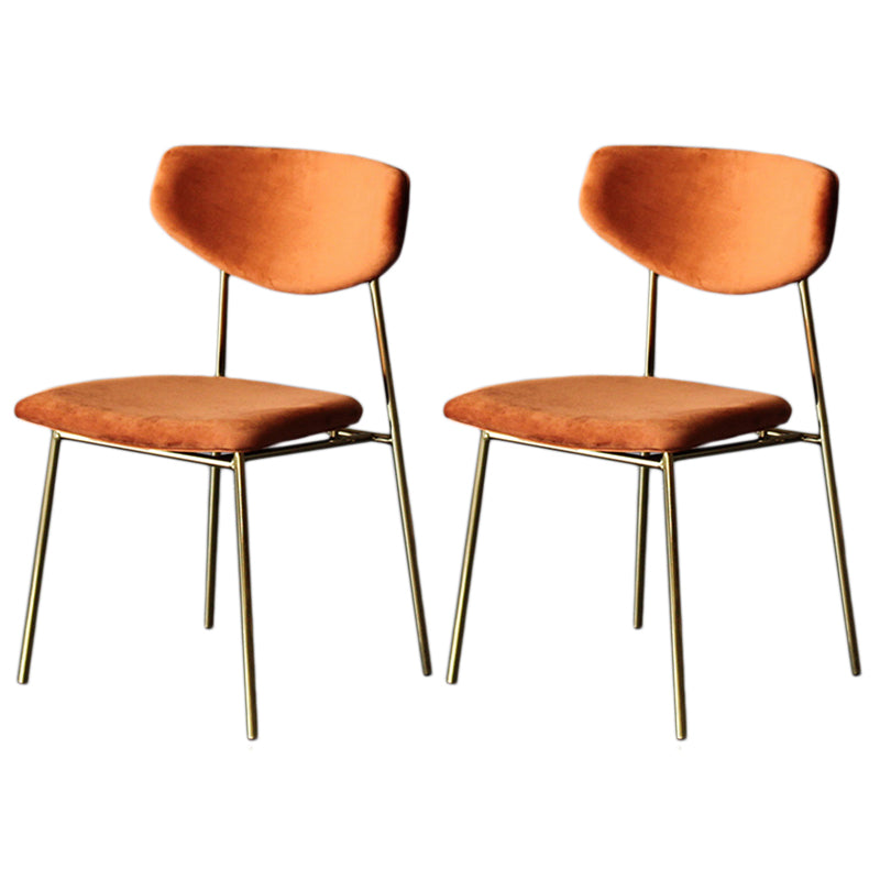 Upholstered Dining Side Chair Glam Style Dining Chair for Indoor Orange Gold 2 Piece Set Clearhalo 'Dining Chairs' 'Dining Tables & Seating' 'dining_chair' 'furn' 'furn_dining_chair' 'Furniture' 'furniture_dining_chair' 'Kitchen & Dining Furniture' 5033711