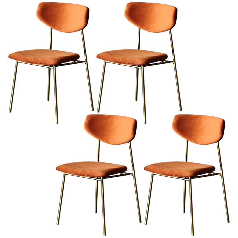 Upholstered Dining Side Chair Glam Style Dining Chair for Indoor Orange Gold 4 Piece Set Clearhalo 'Dining Chairs' 'Dining Tables & Seating' 'dining_chair' 'furn' 'furn_dining_chair' 'Furniture' 'furniture_dining_chair' 'Kitchen & Dining Furniture' 5033712