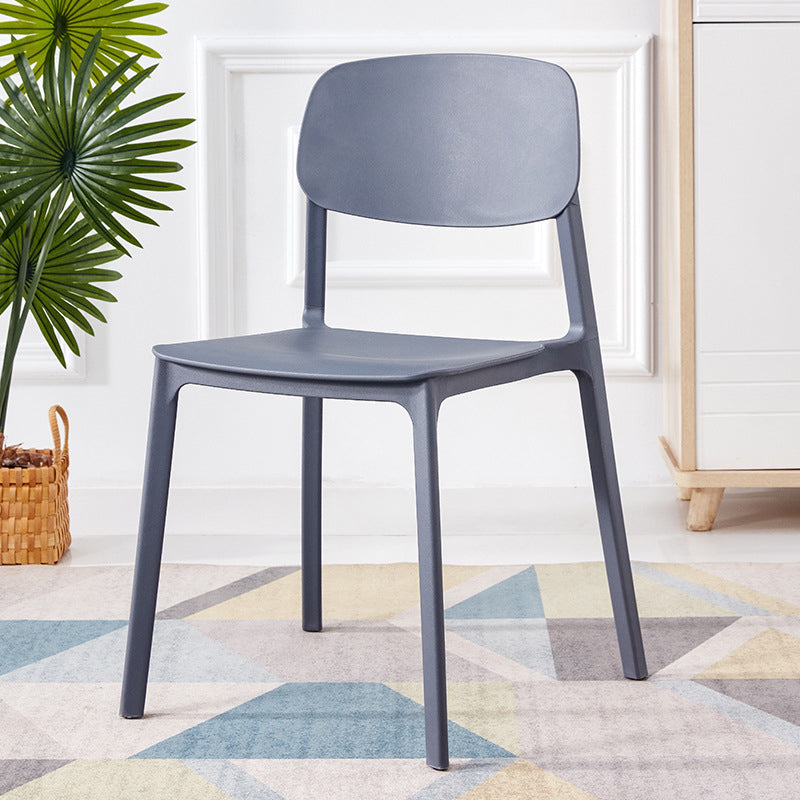 Scandinavian Plastic Armless Chair Open Back Dining Room Chair Grey 1 Piece Clearhalo 'Dining Chairs' 'Dining Tables & Seating' 'dining_chair' 'furn' 'furn_dining_chair' 'Furniture' 'furniture_dining_chair' 'Kitchen & Dining Furniture' 5033718