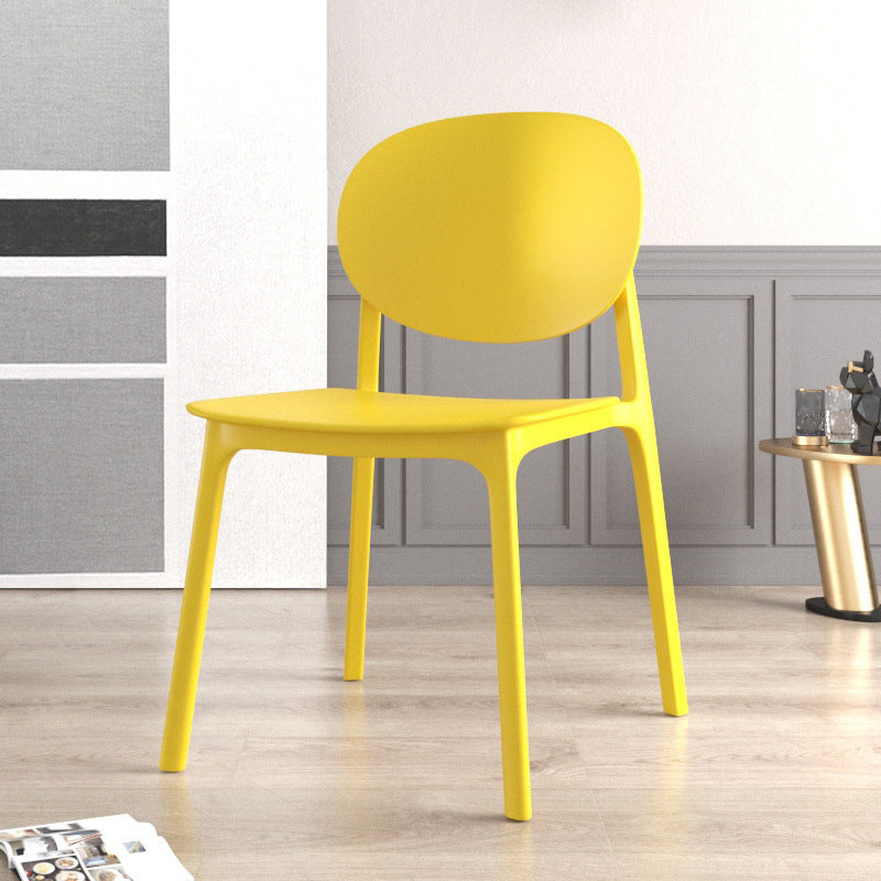 Scandinavian Plastic Armless Chair Open Back Dining Room Chair Yellow 1 Piece Clearhalo 'Dining Chairs' 'Dining Tables & Seating' 'dining_chair' 'furn' 'furn_dining_chair' 'Furniture' 'furniture_dining_chair' 'Kitchen & Dining Furniture' 5033725
