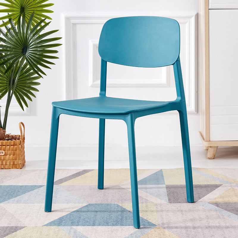 Scandinavian Plastic Armless Chair Open Back Dining Room Chair Blue 1 Piece Clearhalo 'Dining Chairs' 'Dining Tables & Seating' 'dining_chair' 'furn' 'furn_dining_chair' 'Furniture' 'furniture_dining_chair' 'Kitchen & Dining Furniture' 5033726