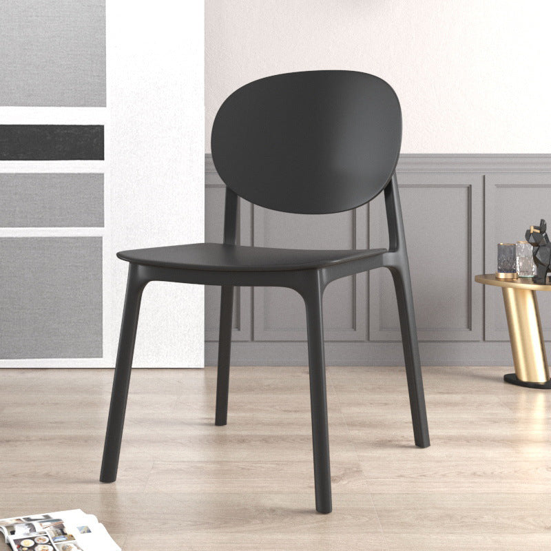 Scandinavian Plastic Armless Chair Open Back Dining Room Chair Textured Black 1 Piece Clearhalo 'Dining Chairs' 'Dining Tables & Seating' 'dining_chair' 'furn' 'furn_dining_chair' 'Furniture' 'furniture_dining_chair' 'Kitchen & Dining Furniture' 5033733
