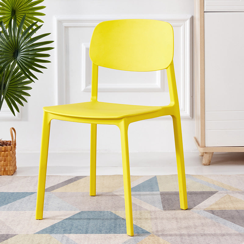 Scandinavian Plastic Armless Chair Open Back Dining Room Chair Light Yellow 1 Piece Clearhalo 'Dining Chairs' 'Dining Tables & Seating' 'dining_chair' 'furn' 'furn_dining_chair' 'Furniture' 'furniture_dining_chair' 'Kitchen & Dining Furniture' 5033737