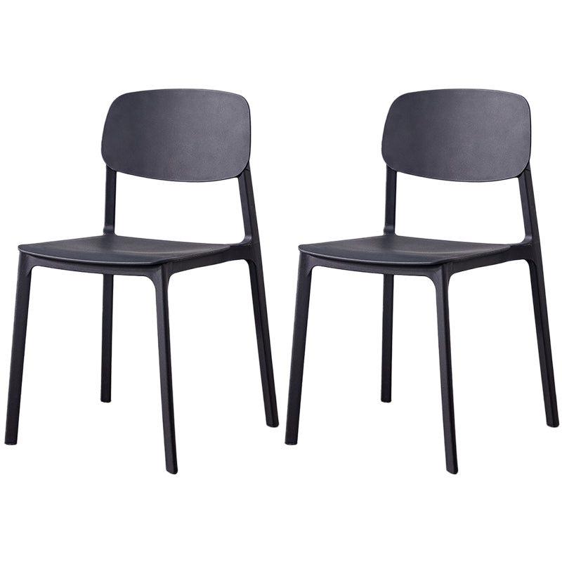 Scandinavian Plastic Armless Chair Open Back Dining Room Chair Black 2 Piece Set Clearhalo 'Dining Chairs' 'Dining Tables & Seating' 'dining_chair' 'furn' 'furn_dining_chair' 'Furniture' 'furniture_dining_chair' 'Kitchen & Dining Furniture' 5033745