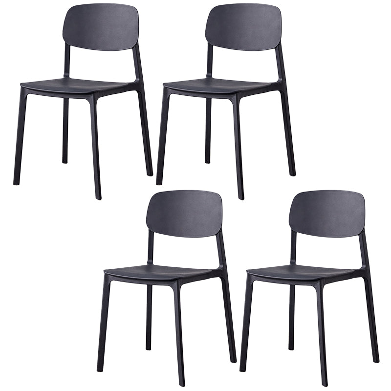 Scandinavian Plastic Armless Chair Open Back Dining Room Chair Black 4 Piece Set Clearhalo 'Dining Chairs' 'Dining Tables & Seating' 'dining_chair' 'furn' 'furn_dining_chair' 'Furniture' 'furniture_dining_chair' 'Kitchen & Dining Furniture' 5033746