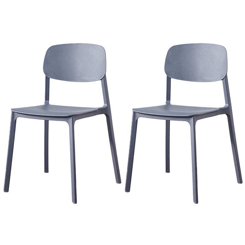 Scandinavian Plastic Armless Chair Open Back Dining Room Chair Grey 2 Piece Set Clearhalo 'Dining Chairs' 'Dining Tables & Seating' 'dining_chair' 'furn' 'furn_dining_chair' 'Furniture' 'furniture_dining_chair' 'Kitchen & Dining Furniture' 5033747