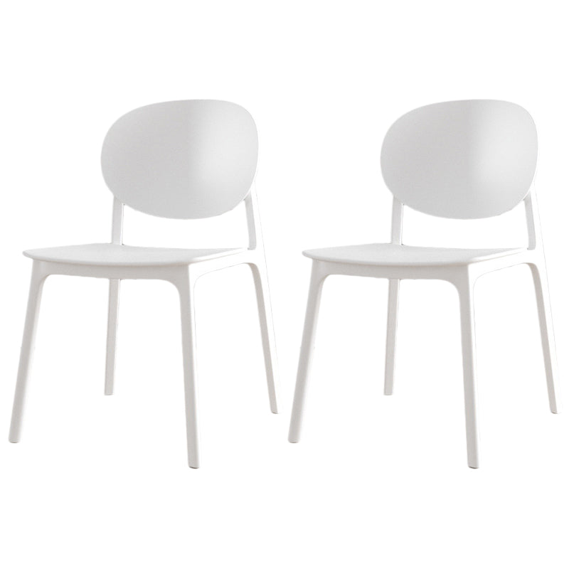 Scandinavian Plastic Armless Chair Open Back Dining Room Chair White 2 Piece Set Clearhalo 'Dining Chairs' 'Dining Tables & Seating' 'dining_chair' 'furn' 'furn_dining_chair' 'Furniture' 'furniture_dining_chair' 'Kitchen & Dining Furniture' 5033749