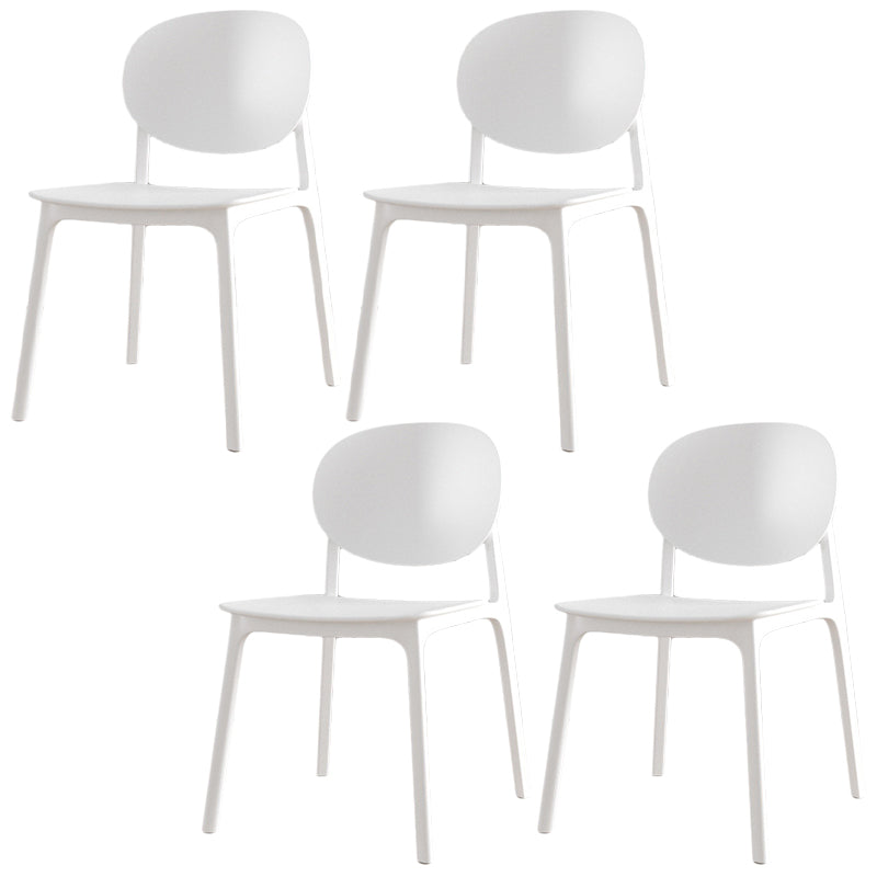 Scandinavian Plastic Armless Chair Open Back Dining Room Chair White 4 Piece Set Clearhalo 'Dining Chairs' 'Dining Tables & Seating' 'dining_chair' 'furn' 'furn_dining_chair' 'Furniture' 'furniture_dining_chair' 'Kitchen & Dining Furniture' 5033750