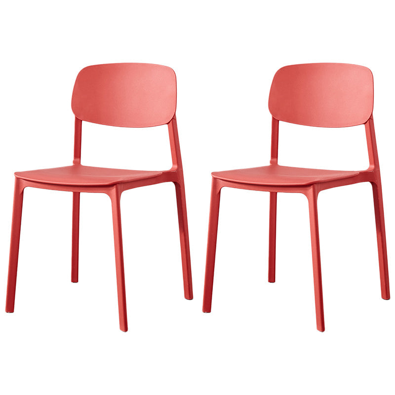 Scandinavian Plastic Armless Chair Open Back Dining Room Chair Red 2 Piece Set Clearhalo 'Dining Chairs' 'Dining Tables & Seating' 'dining_chair' 'furn' 'furn_dining_chair' 'Furniture' 'furniture_dining_chair' 'Kitchen & Dining Furniture' 5033751
