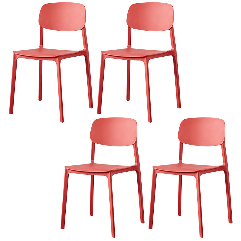 Scandinavian Plastic Armless Chair Open Back Dining Room Chair Red 4 Piece Set Clearhalo 'Dining Chairs' 'Dining Tables & Seating' 'dining_chair' 'furn' 'furn_dining_chair' 'Furniture' 'furniture_dining_chair' 'Kitchen & Dining Furniture' 5033752
