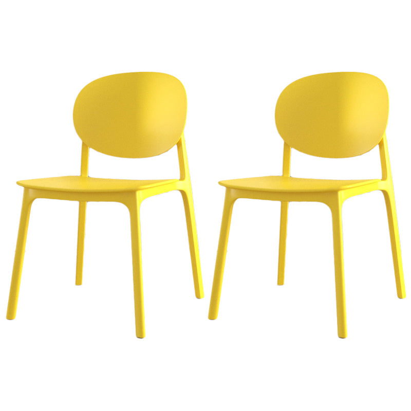 Scandinavian Plastic Armless Chair Open Back Dining Room Chair Yellow 2 Piece Set Clearhalo 'Dining Chairs' 'Dining Tables & Seating' 'dining_chair' 'furn' 'furn_dining_chair' 'Furniture' 'furniture_dining_chair' 'Kitchen & Dining Furniture' 5033753