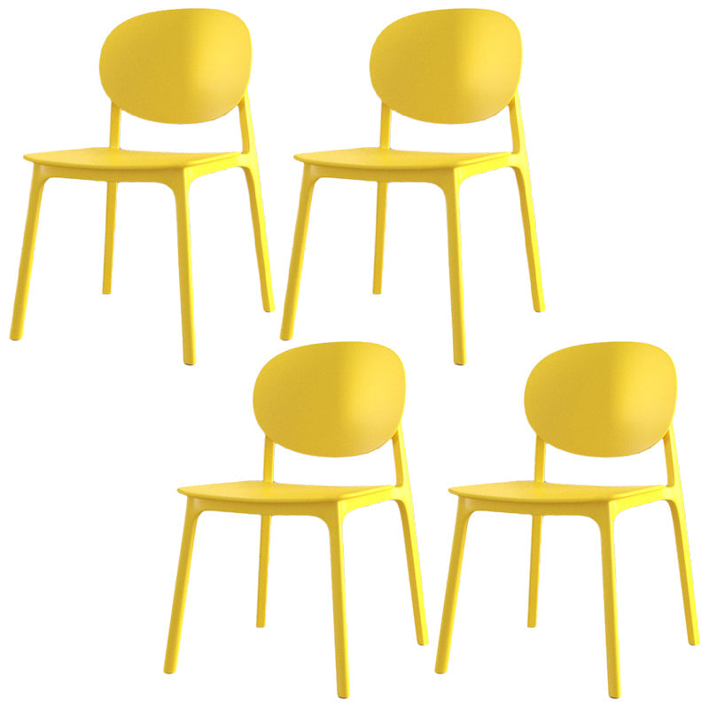 Scandinavian Plastic Armless Chair Open Back Dining Room Chair Yellow 4 Piece Set Clearhalo 'Dining Chairs' 'Dining Tables & Seating' 'dining_chair' 'furn' 'furn_dining_chair' 'Furniture' 'furniture_dining_chair' 'Kitchen & Dining Furniture' 5033754