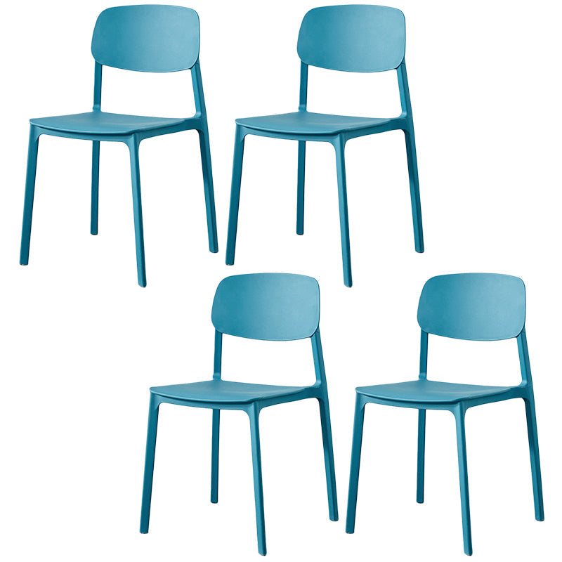 Scandinavian Plastic Armless Chair Open Back Dining Room Chair Blue 4 Piece Set Clearhalo 'Dining Chairs' 'Dining Tables & Seating' 'dining_chair' 'furn' 'furn_dining_chair' 'Furniture' 'furniture_dining_chair' 'Kitchen & Dining Furniture' 5033756