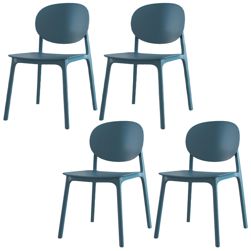 Scandinavian Plastic Armless Chair Open Back Dining Room Chair Sky Blue 4 Piece Set Clearhalo 'Dining Chairs' 'Dining Tables & Seating' 'dining_chair' 'furn' 'furn_dining_chair' 'Furniture' 'furniture_dining_chair' 'Kitchen & Dining Furniture' 5033758