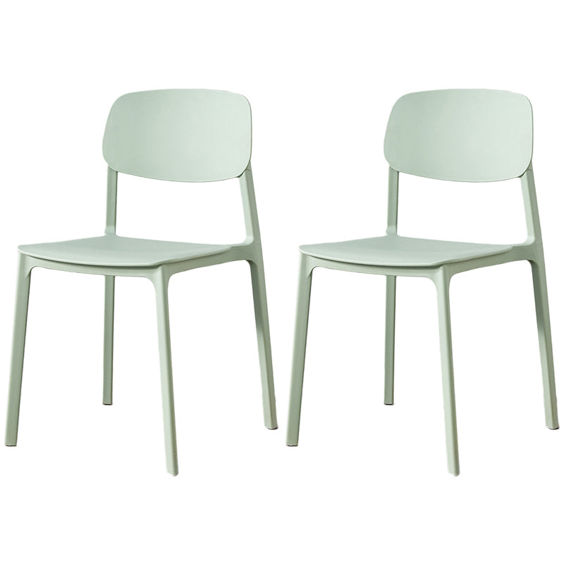Scandinavian Plastic Armless Chair Open Back Dining Room Chair Green 2 Piece Set Clearhalo 'Dining Chairs' 'Dining Tables & Seating' 'dining_chair' 'furn' 'furn_dining_chair' 'Furniture' 'furniture_dining_chair' 'Kitchen & Dining Furniture' 5033759