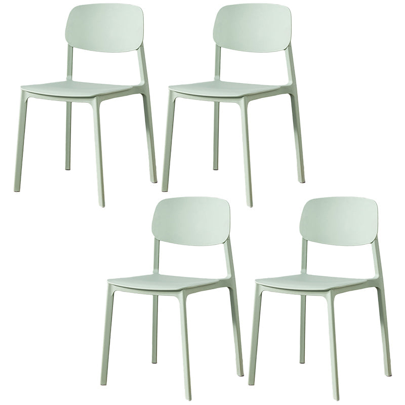 Scandinavian Plastic Armless Chair Open Back Dining Room Chair Green 4 Piece Set Clearhalo 'Dining Chairs' 'Dining Tables & Seating' 'dining_chair' 'furn' 'furn_dining_chair' 'Furniture' 'furniture_dining_chair' 'Kitchen & Dining Furniture' 5033760