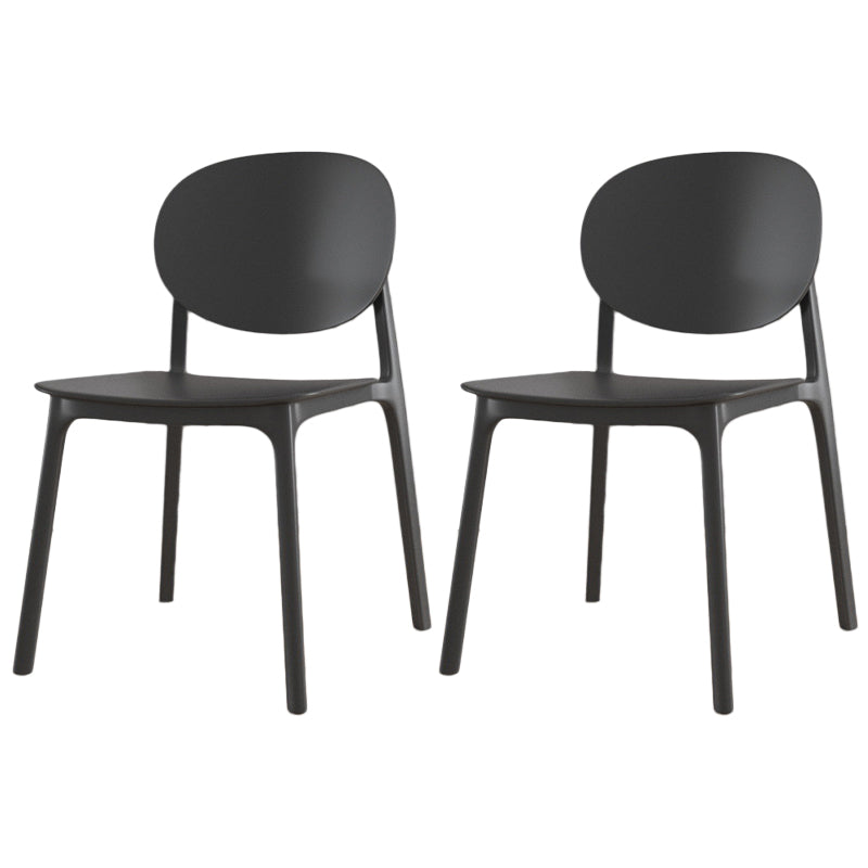 Scandinavian Plastic Armless Chair Open Back Dining Room Chair Textured Black 2 Piece Set Clearhalo 'Dining Chairs' 'Dining Tables & Seating' 'dining_chair' 'furn' 'furn_dining_chair' 'Furniture' 'furniture_dining_chair' 'Kitchen & Dining Furniture' 5033761