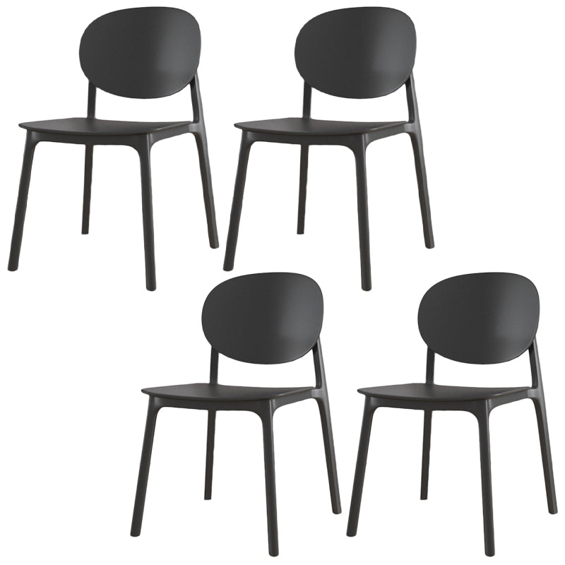 Scandinavian Plastic Armless Chair Open Back Dining Room Chair Textured Black 4 Piece Set Clearhalo 'Dining Chairs' 'Dining Tables & Seating' 'dining_chair' 'furn' 'furn_dining_chair' 'Furniture' 'furniture_dining_chair' 'Kitchen & Dining Furniture' 5033762