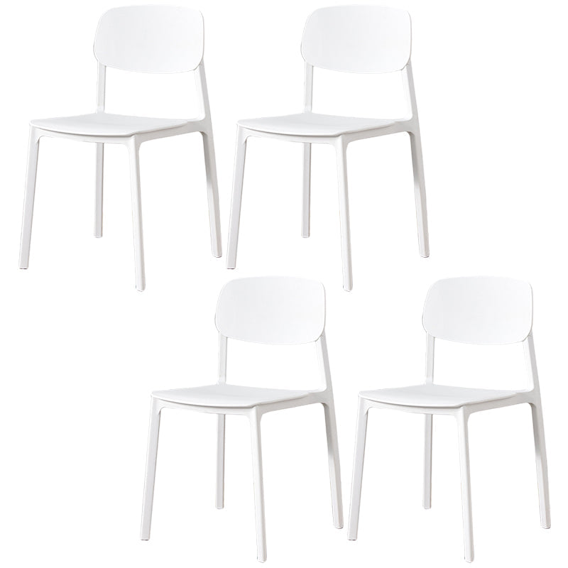 Scandinavian Plastic Armless Chair Open Back Dining Room Chair Textured White 4 Piece Set Clearhalo 'Dining Chairs' 'Dining Tables & Seating' 'dining_chair' 'furn' 'furn_dining_chair' 'Furniture' 'furniture_dining_chair' 'Kitchen & Dining Furniture' 5033764