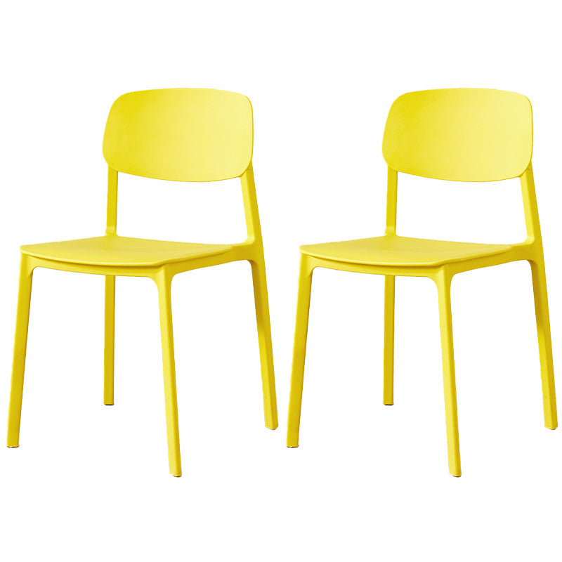 Scandinavian Plastic Armless Chair Open Back Dining Room Chair Light Yellow 2 Piece Set Clearhalo 'Dining Chairs' 'Dining Tables & Seating' 'dining_chair' 'furn' 'furn_dining_chair' 'Furniture' 'furniture_dining_chair' 'Kitchen & Dining Furniture' 5033765