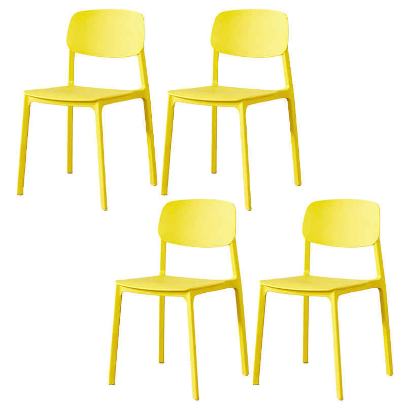 Scandinavian Plastic Armless Chair Open Back Dining Room Chair Light Yellow 4 Piece Set Clearhalo 'Dining Chairs' 'Dining Tables & Seating' 'dining_chair' 'furn' 'furn_dining_chair' 'Furniture' 'furniture_dining_chair' 'Kitchen & Dining Furniture' 5033766