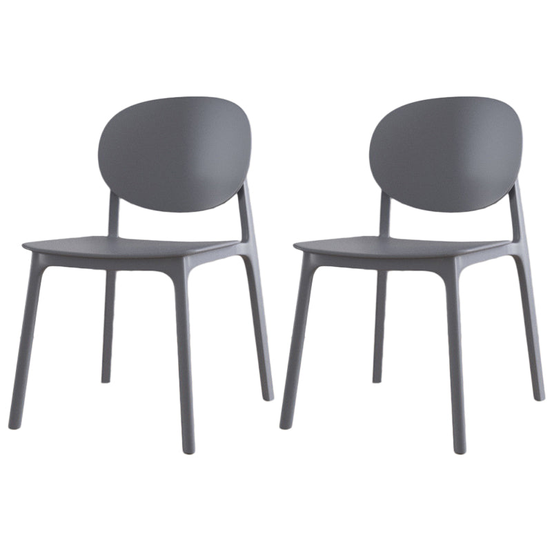 Scandinavian Plastic Armless Chair Open Back Dining Room Chair Silver Gray 2 Piece Set Clearhalo 'Dining Chairs' 'Dining Tables & Seating' 'dining_chair' 'furn' 'furn_dining_chair' 'Furniture' 'furniture_dining_chair' 'Kitchen & Dining Furniture' 5033769
