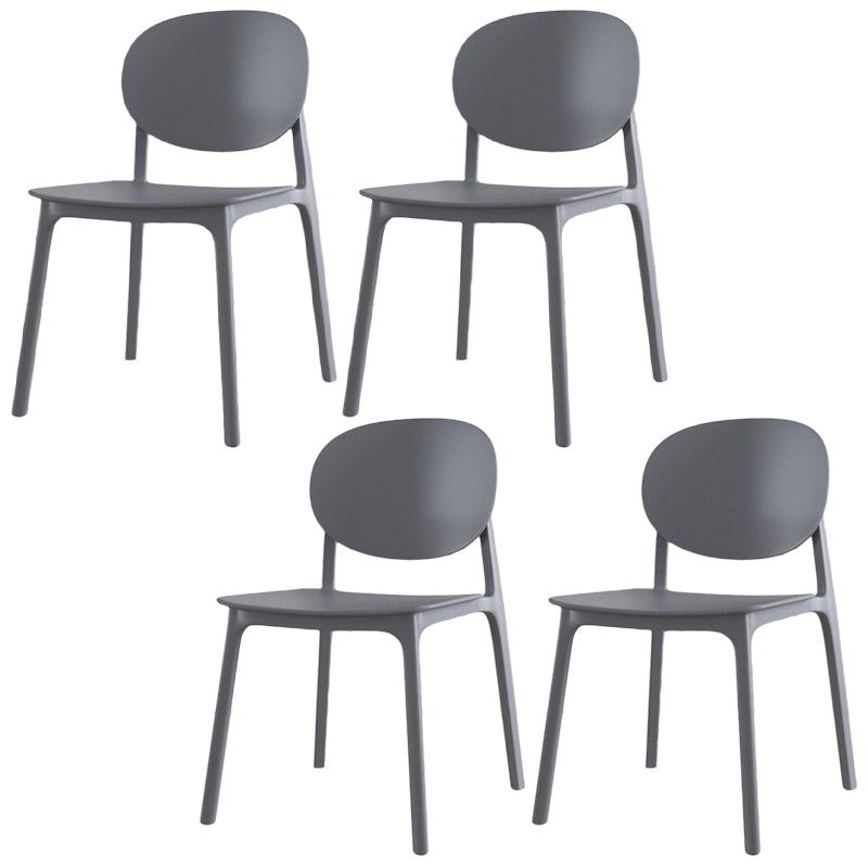 Scandinavian Plastic Armless Chair Open Back Dining Room Chair Silver Gray 4 Piece Set Clearhalo 'Dining Chairs' 'Dining Tables & Seating' 'dining_chair' 'furn' 'furn_dining_chair' 'Furniture' 'furniture_dining_chair' 'Kitchen & Dining Furniture' 5033770