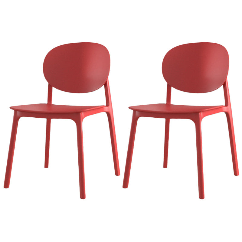 Scandinavian Plastic Armless Chair Open Back Dining Room Chair Watermelon Red 2 Piece Set Clearhalo 'Dining Chairs' 'Dining Tables & Seating' 'dining_chair' 'furn' 'furn_dining_chair' 'Furniture' 'furniture_dining_chair' 'Kitchen & Dining Furniture' 5033771